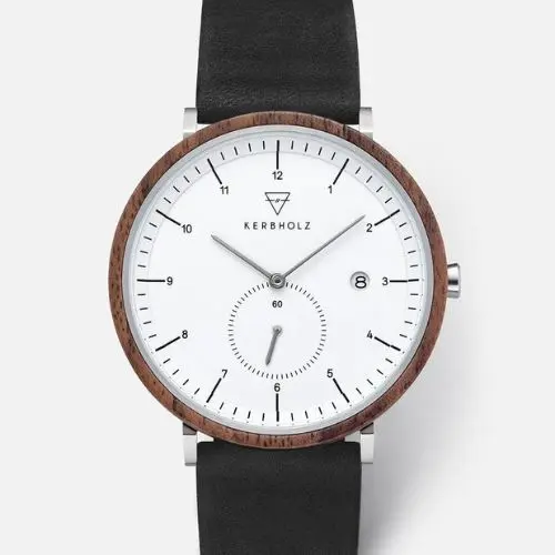 KERBHOLZ Armbanduhr "ANTON" - Walnut - Silver - Midnight Black