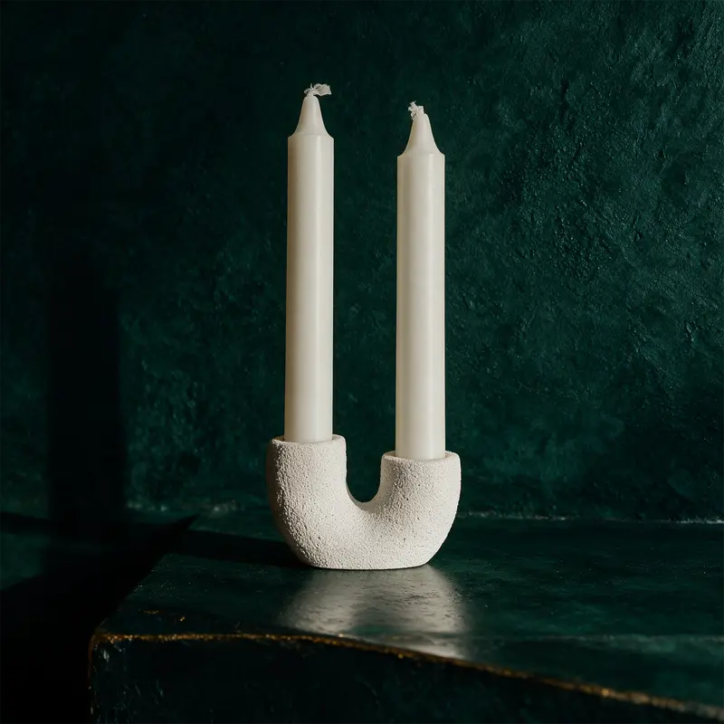 Kerzenhalter Eco Resin doppelt | Jesmonite in Marmoroptik aus Hamburg