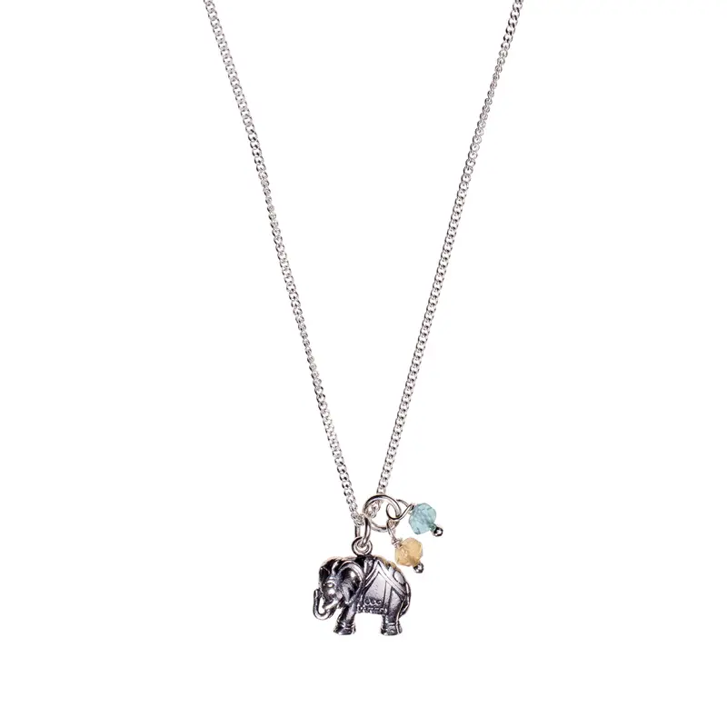 Kette Elefant Silber mit Citrinen