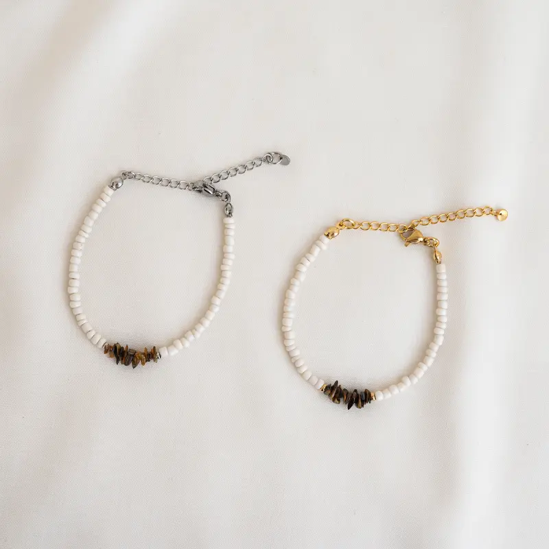 Kettenliebe Perlenarmband "White Tiger"