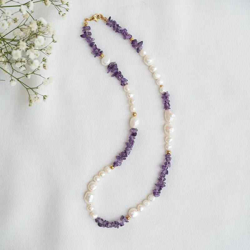 Kettenliebe Perlenkette "Purple Summer"