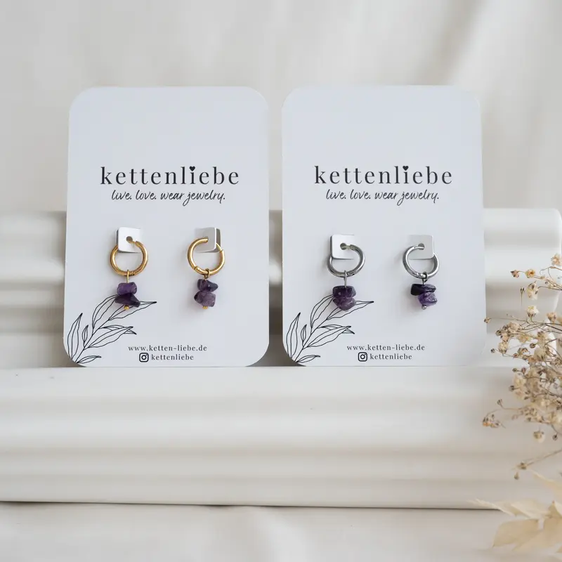 Kettenliebe Perlenohrringe "Purple"