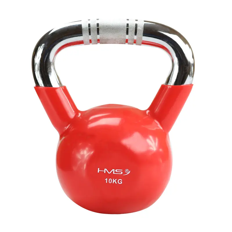 KTC10 RED VERCHROMTER GRIFF GERÄNDELT KETTLEBELL AUS GUSSEISEN HMS