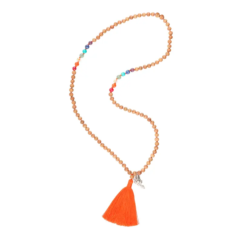 Kurze Chakra Mala „Rainbow" Sandelholz