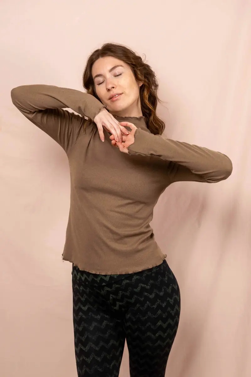 Longsleeve mit Stehkragen ANOUK TAUPE