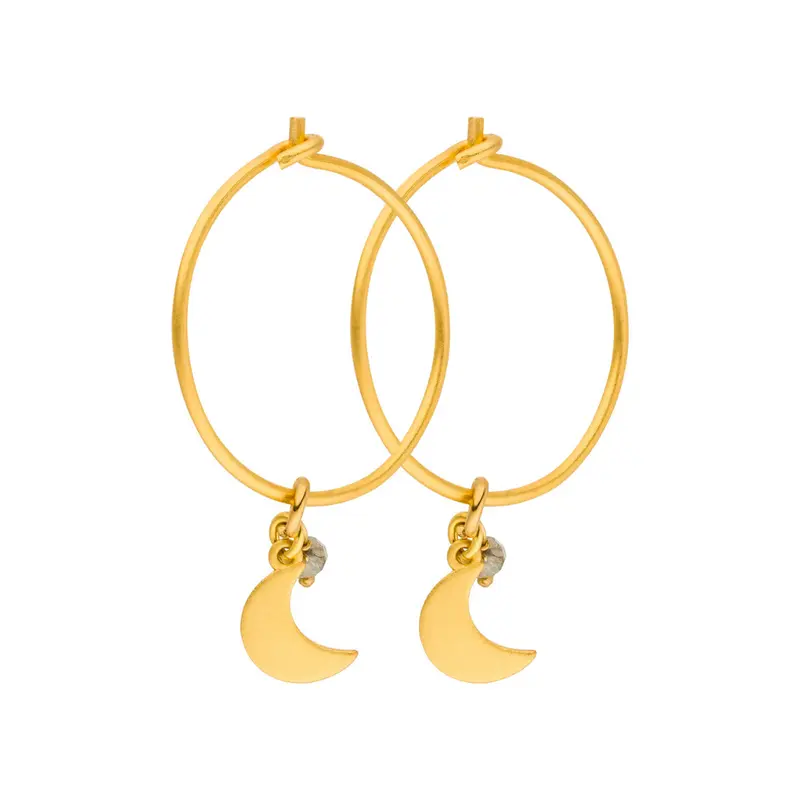 Magic Moon Creolen mit Mondstein, Gold