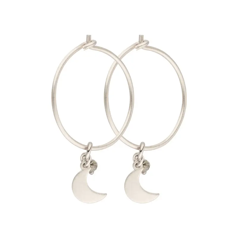 Magic Moon Creolen mit Mondstein, Silber