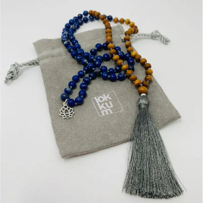 Mala aus Lapislazuli & Sandelholz