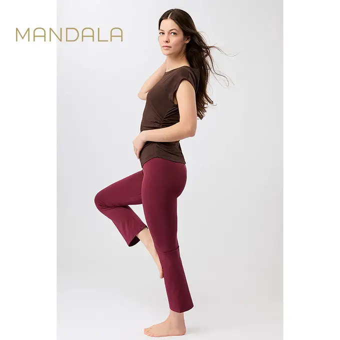 Mandala Cropped Flared Pants - beet