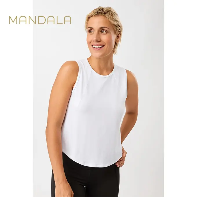 Mandala Cropped Tank Top - white
