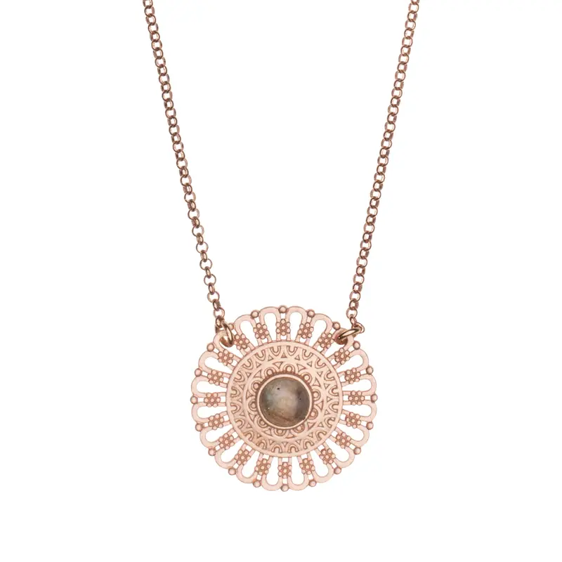Mandala Kette Roségold mit Labradorit