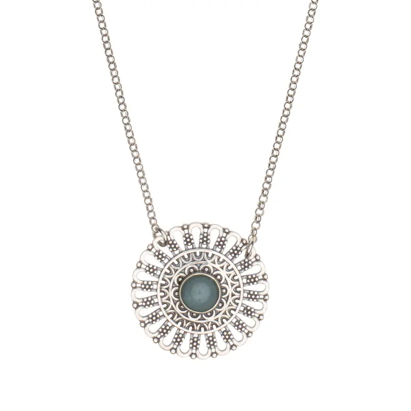 Mandala Kette Silber mit Amazonit