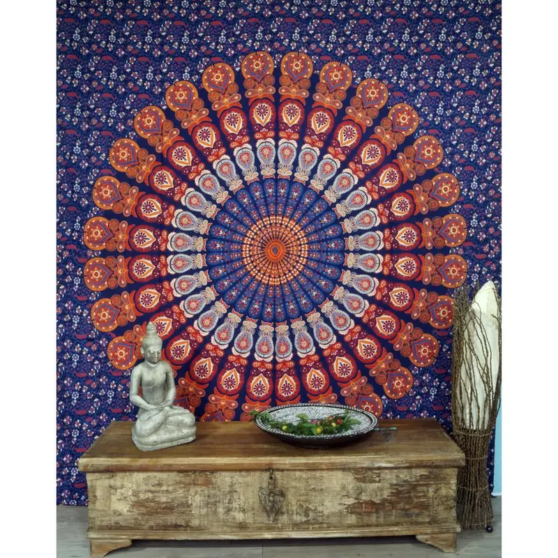 Mandala Wandbehang blau-orange-lila