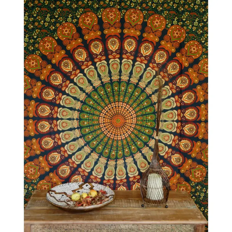 Mandala Wandbehang grün-orange