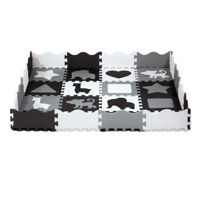 MD03 KINDERMATTE PUZZLE LAUFSTALL GRAU 36 TEILE 140×140 CM NILS FUN