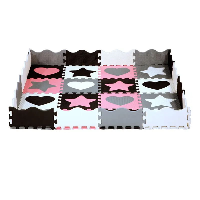 MD03 KINDERMATTE PUZZLE LAUFSTALL PINK HEARTS 36 TEILE 140×140 CM NILS FUN