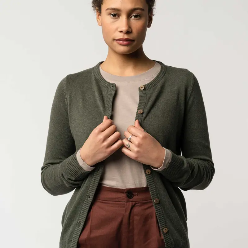 MELA Damen Cardigan "BASIC" - grün-melange