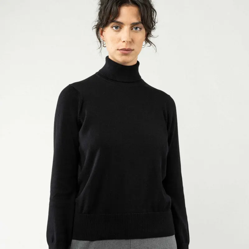 MELA Feinstrick Rollkragenpullover "MAYURA" - schwarz