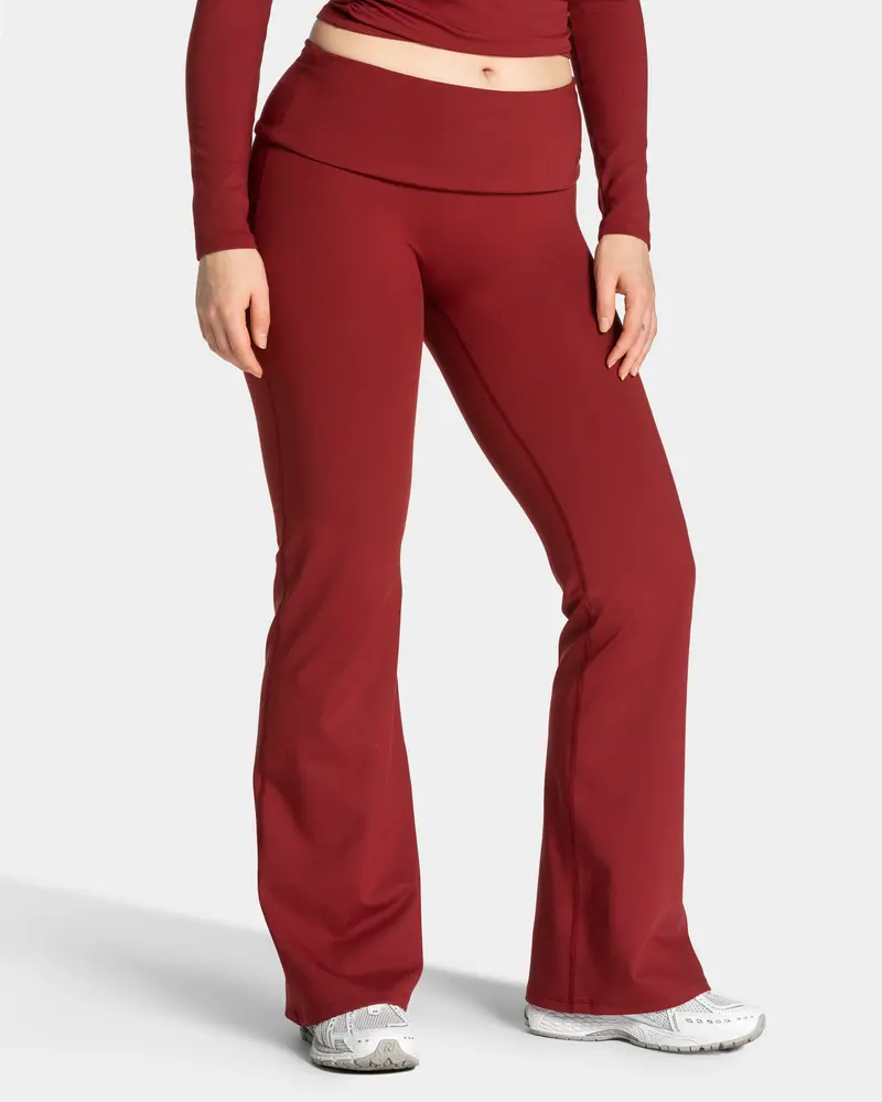 Mellow Fold Over Flared Leggings Regular "Weinrot"
