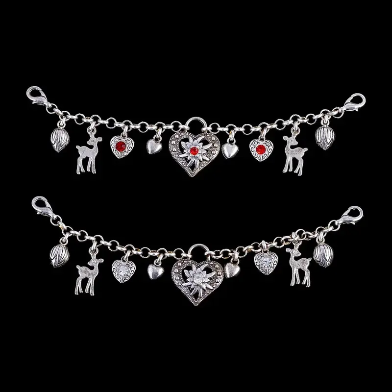 Miederkette „Edelweiß & Bambi“ Strass Herzerln Blüten 14,5 cm