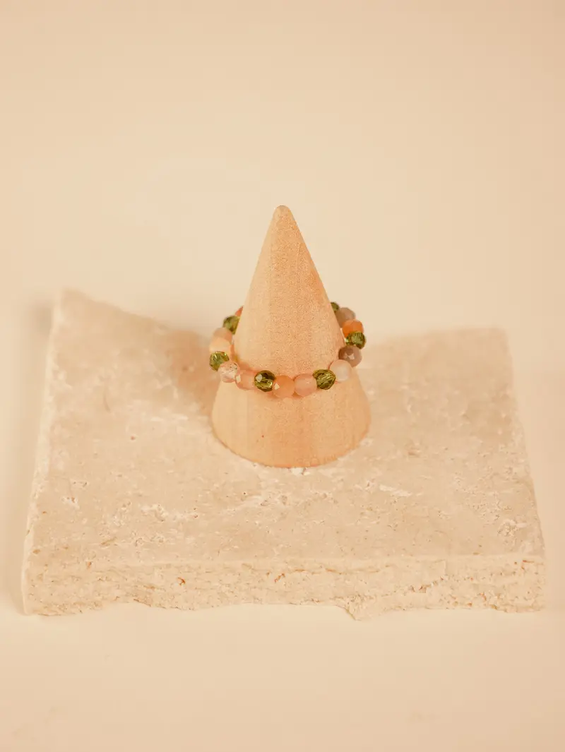 Mondstein Mix Ring mit Perlen – Edelstein Ring