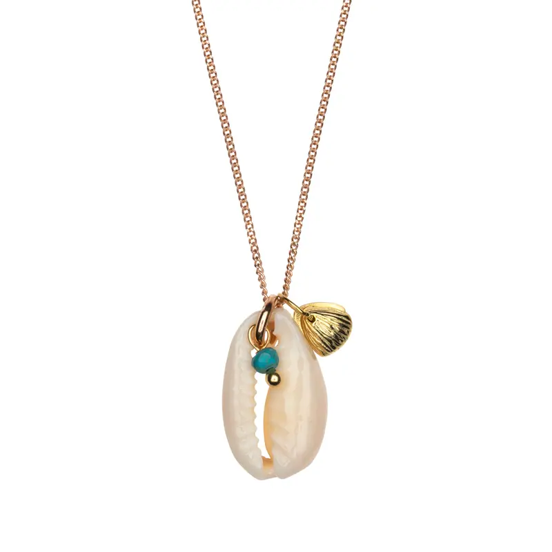 Muschelkette "Kauri Shell" Roségold Türkis