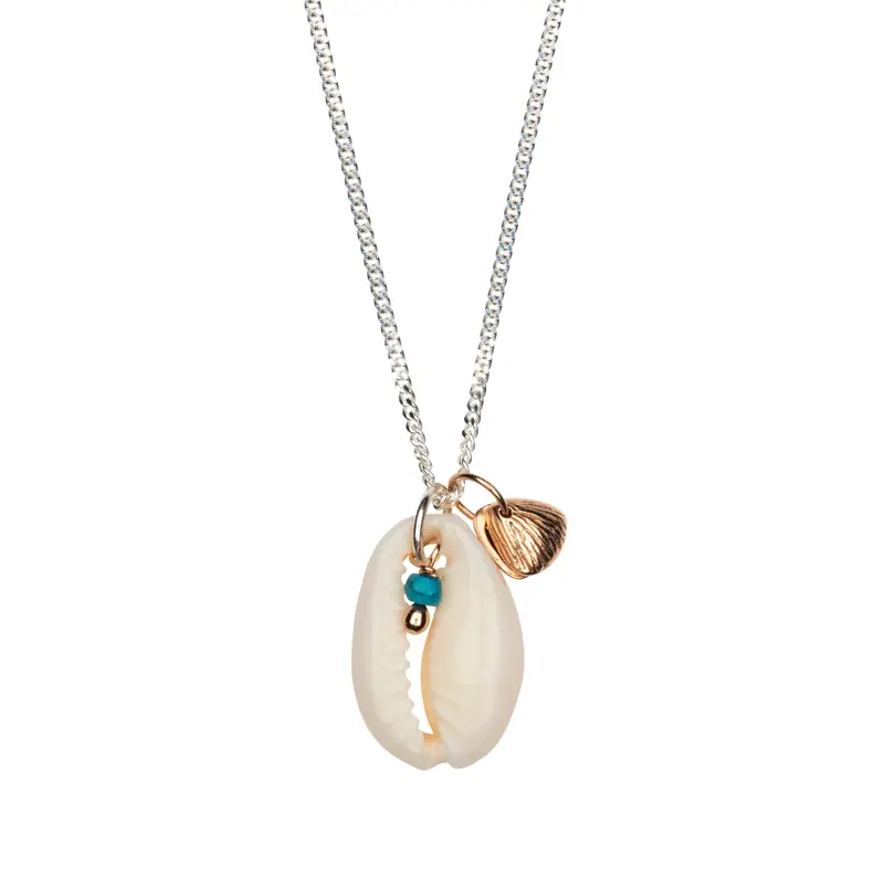 Muschelkette "Kauri Shell" Silber Türkis