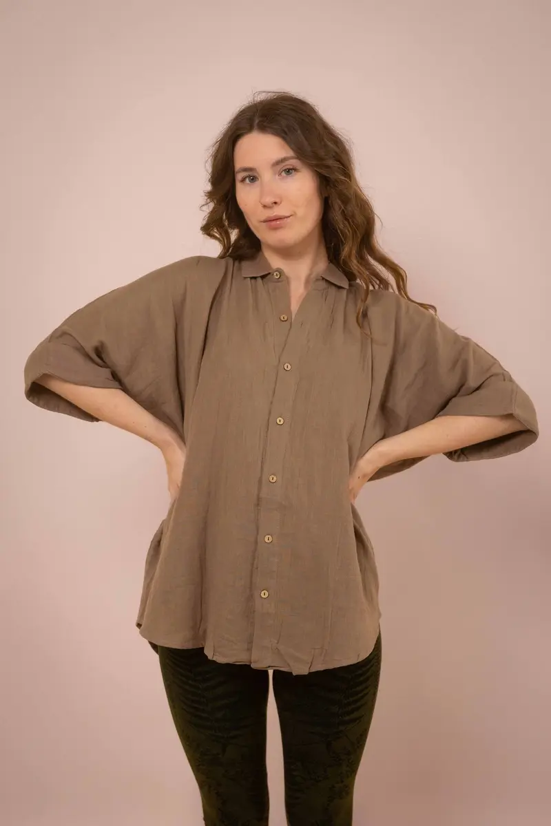 Musselin-Hemd ~ JAMIE Taupe