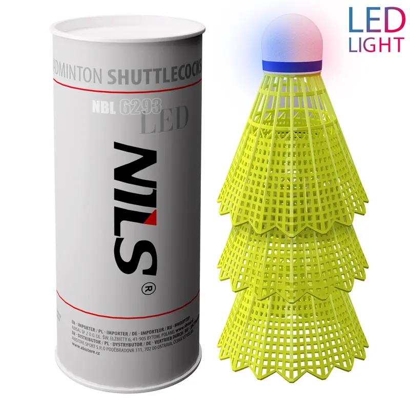 NBL6293 BADMINTONBÄLLE NYLON LED MULTICOLOR VERPACKUNG 3 ST. NILS