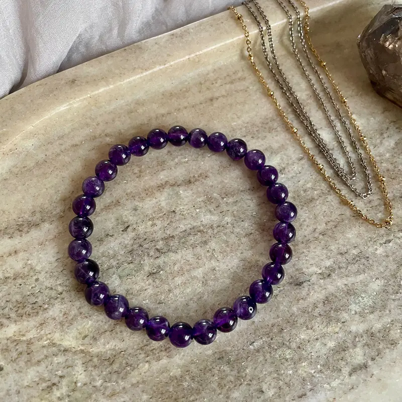 NEU! EDELSTEIN ARMBAND "AMETHYST" (6 mm)