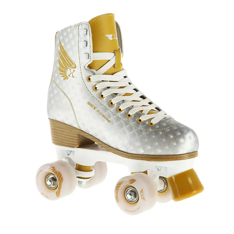 NQ14198 SILBERN-GOLDEN GRÖßE 42 ROLLSCHUHE NILS EXTREME
