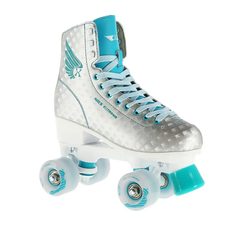 NQ14198 SILBERN-TÜRKISFARBIG GRÖßE 42 ROLLSCHUHE NILS EXTREME