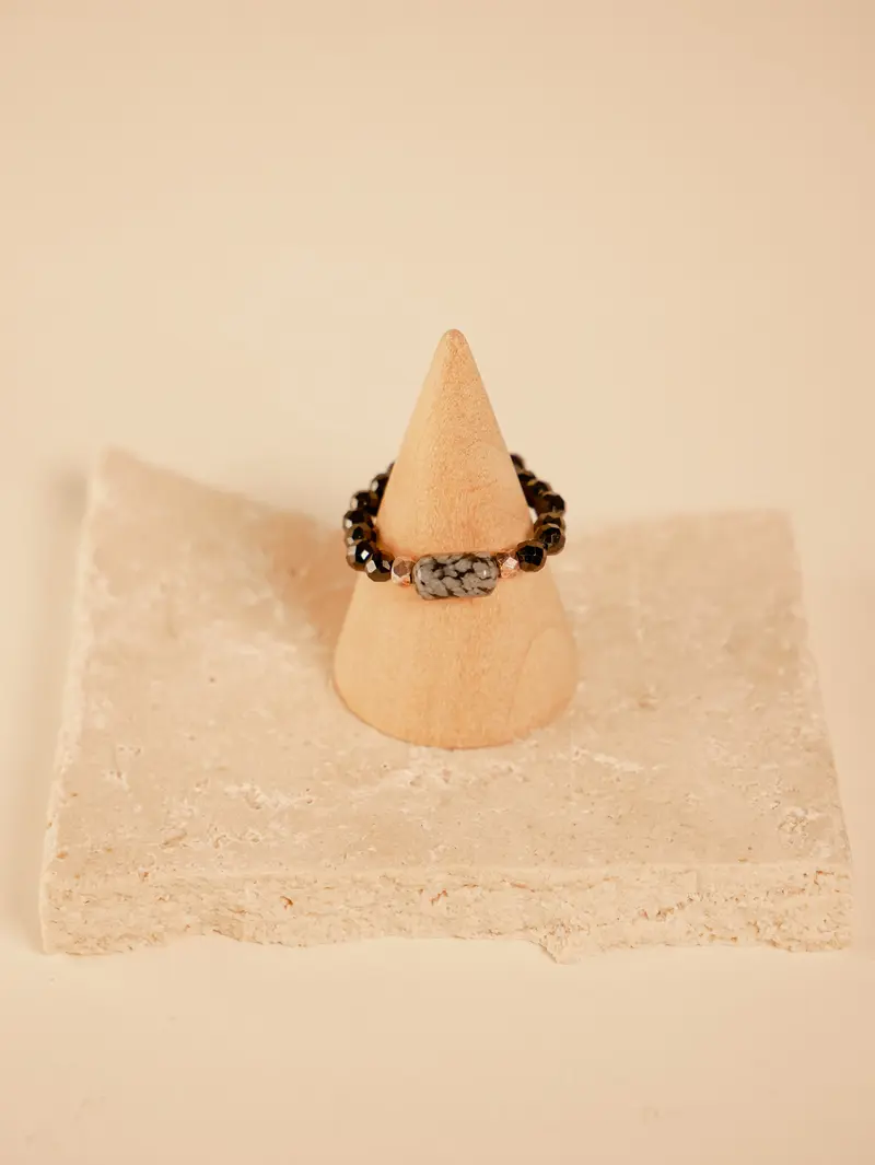 Obsidian Ring Perlen-Mix – Edelstein Ring für Damen