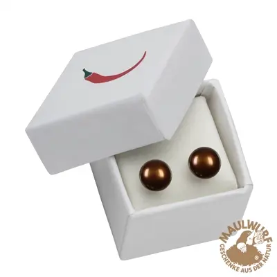 Ohrstecker Perle braun Kugel, 6mm