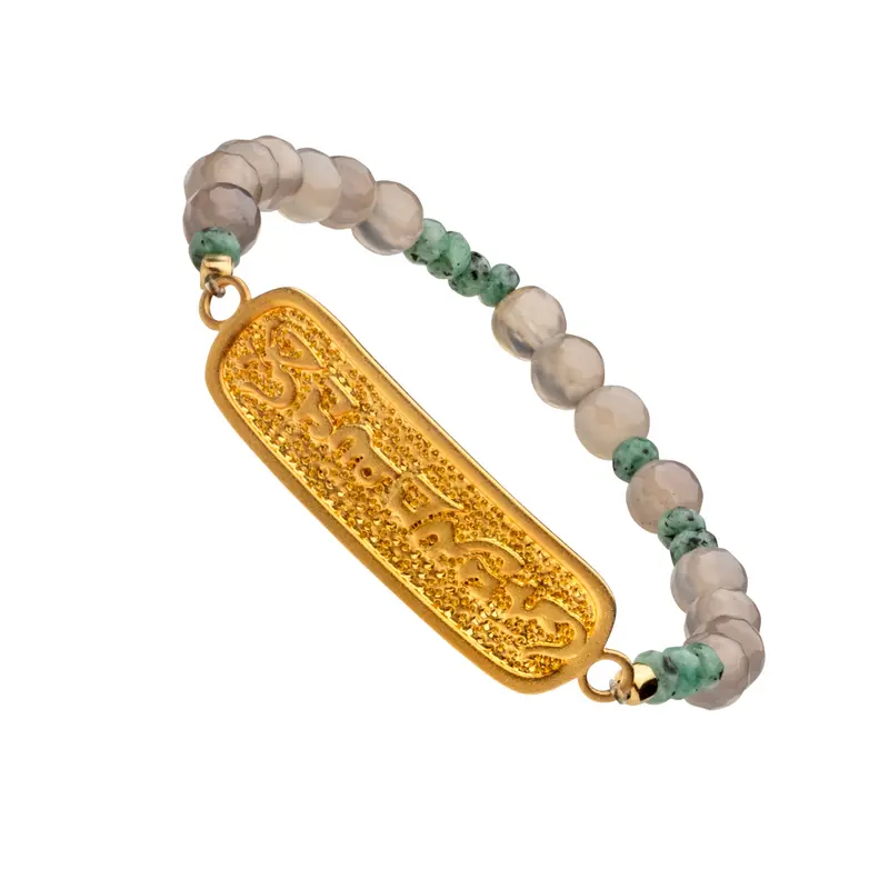 Om Mani Padme Hum Stretcharmband, Gold