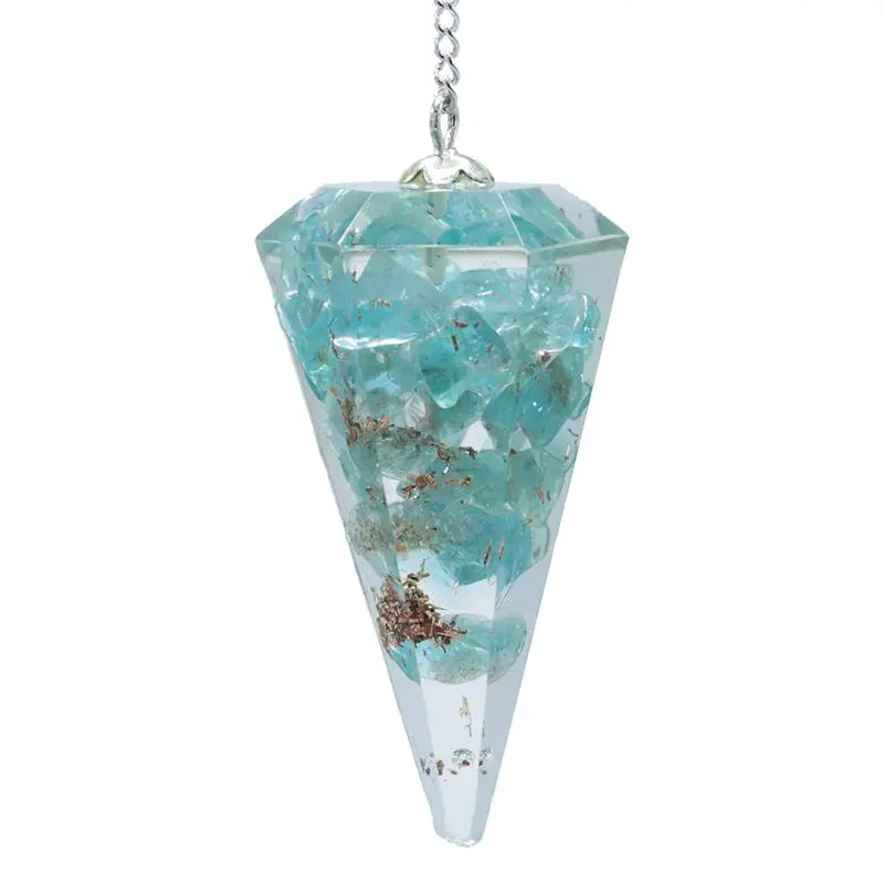 Orgonitpendel mit Apatit – facettiert, spitz zulaufend, ca. 4 cm
