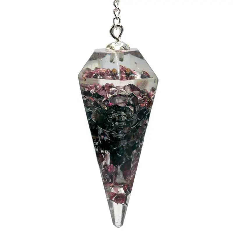 Orgonitpendel mit Granat – facettiert, spitze Form, ca. 4 cm
