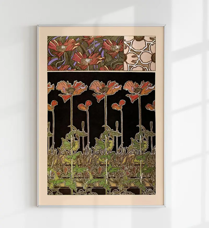 Oriental Flowers by Alphonse Mucha – Kunstdruck Poster