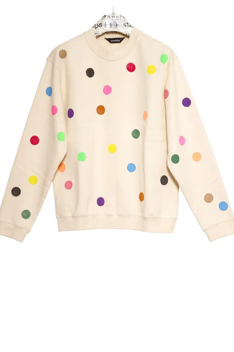 Painted Points Sweater 100% Baumwolle Handgestempelt Unisex
