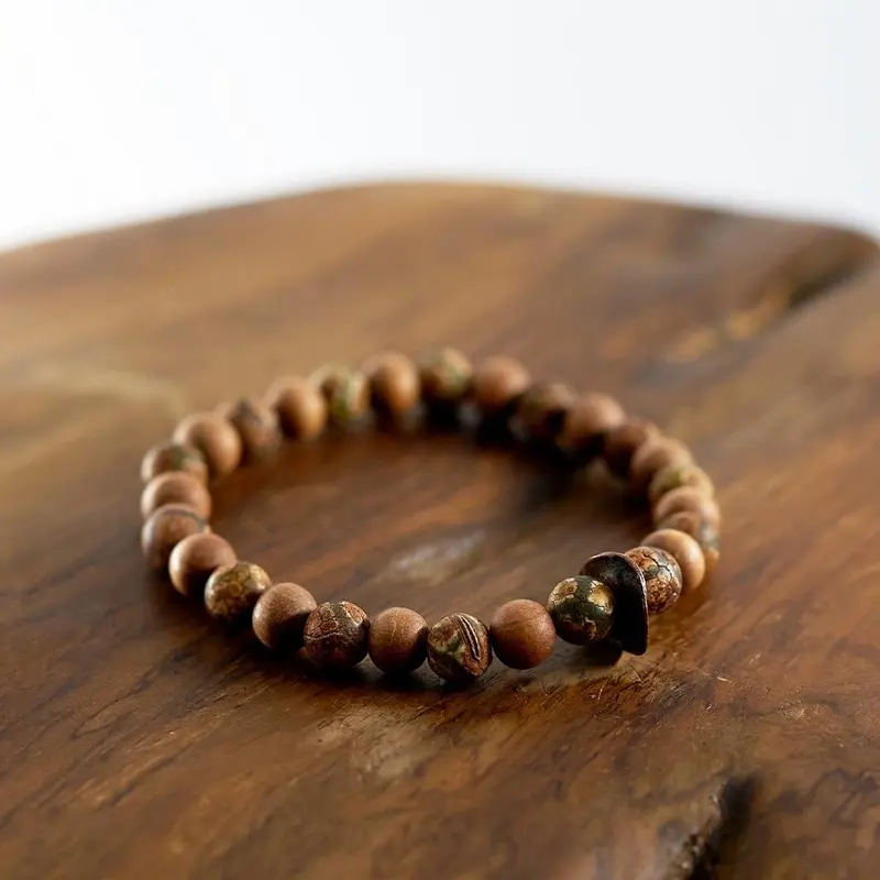 Perlenarmband Herren - Achat & Sandelholz