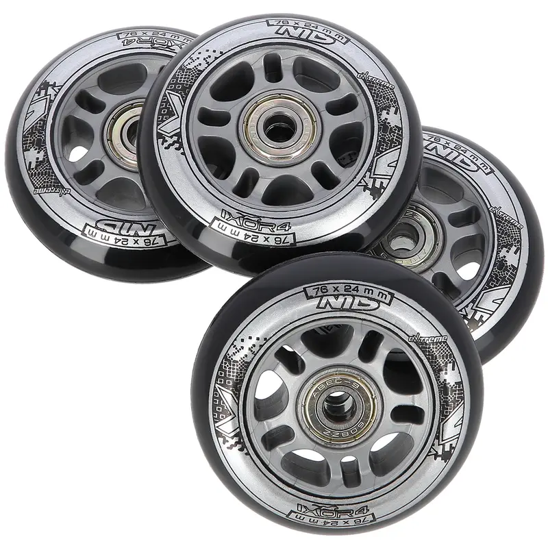 PU 76x24 82A SCHWARZ (4 STK.) + ABEC-9 (8 STK.) SET NILS EXTREME
