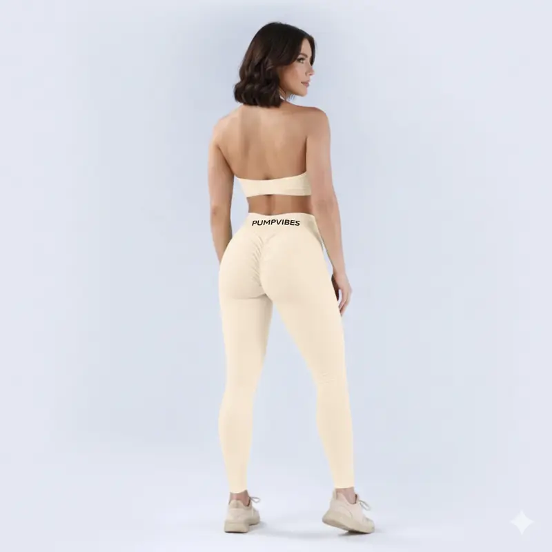 PUMPVIBES SCRUNCH LEGGINGS BEIGE