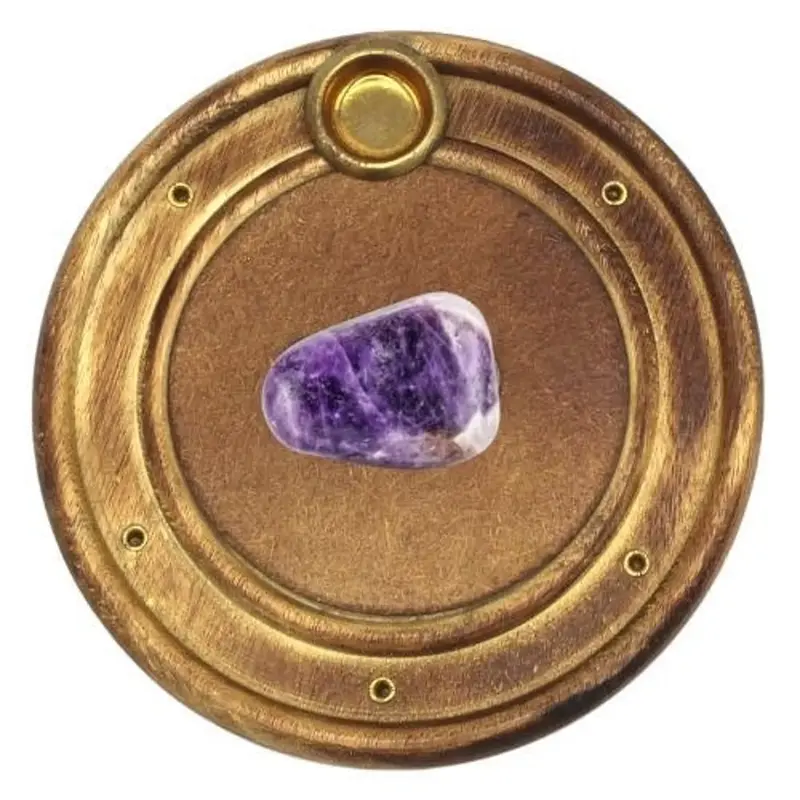 Räucherstäbchenhalter Mangoholz mit Amethyst