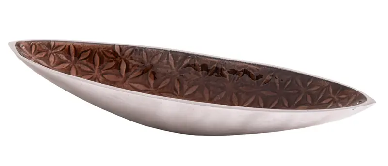 Räucherstäbchenhalter Schiffchen Blume des Lebens aus Aluminium, braun