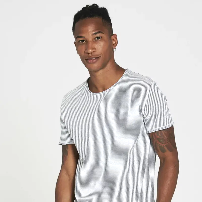 recolution Herren T-Shirt "STRIPES" - White-Navy