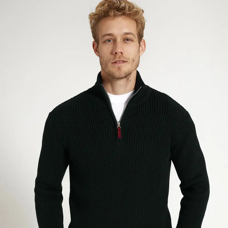 recolution Herren Zip Pullover "TROYER" - Deep Green