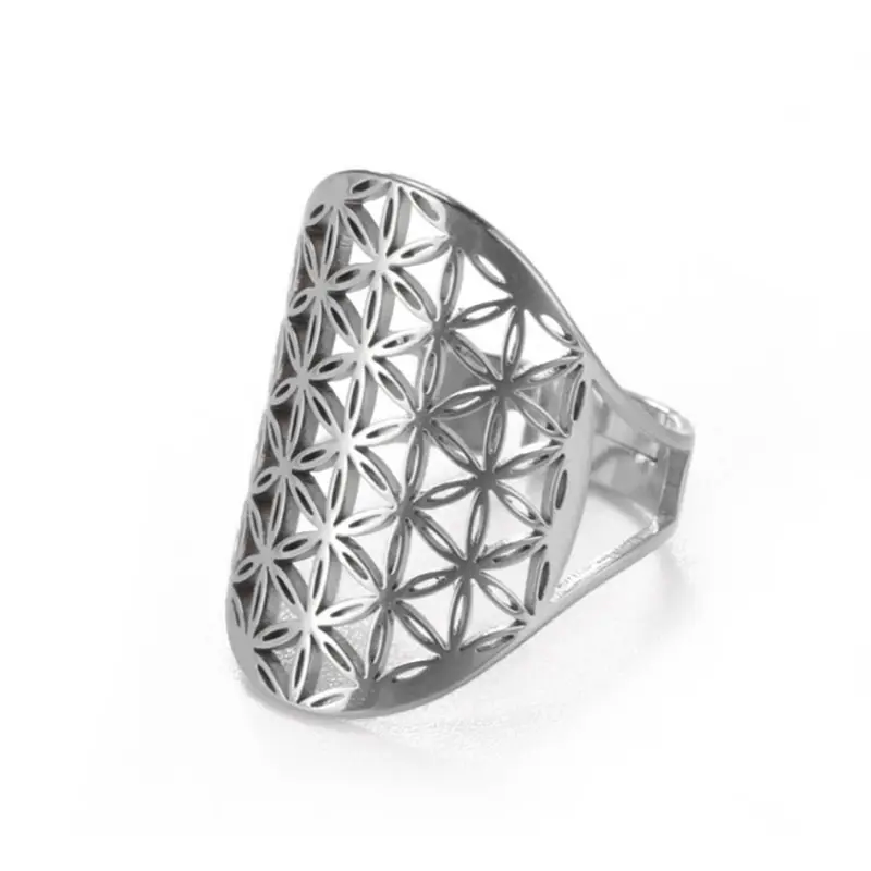 Ring Edelstahl 'Blume des Lebens'