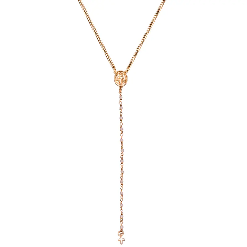 Rosenkranz Kette „Prayer“, Roségold & Rosenquarz