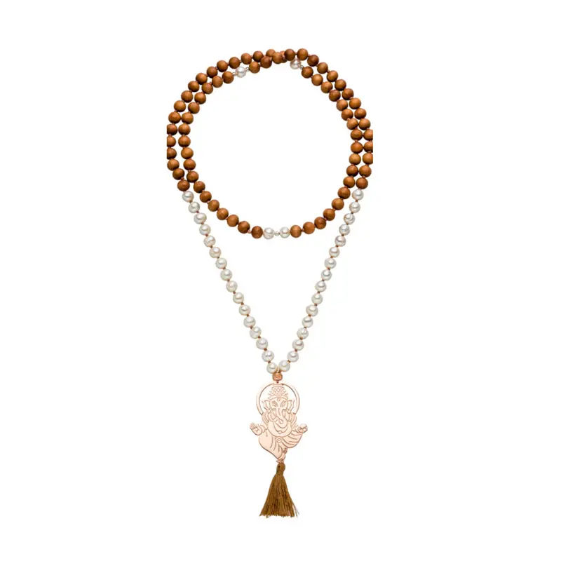 Sandelholz Ganesha Mala "Seelenbalsam" mit Perlen