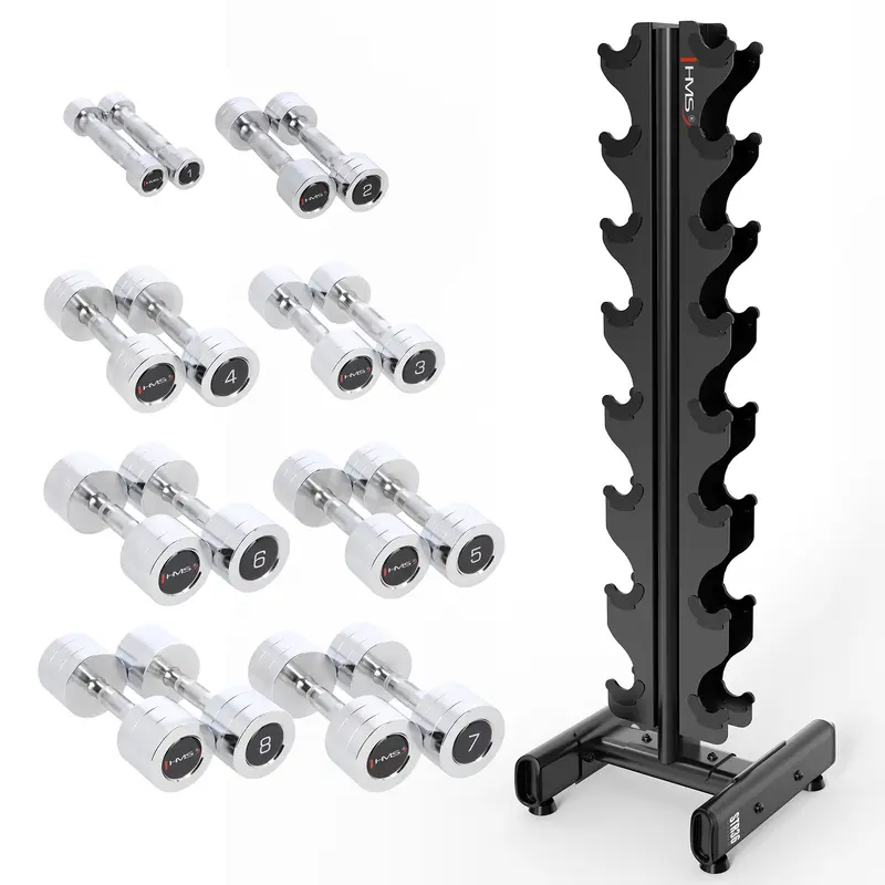 SET HANTELN CHD 2 X 1–8 KG (72 KG) + STÄNDER STR36 HMS